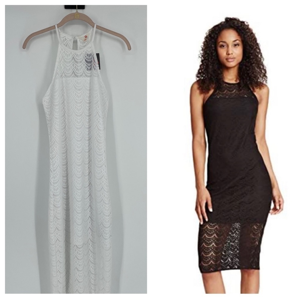 G by GUESS Women's Hypatia Crochet Halter Dress